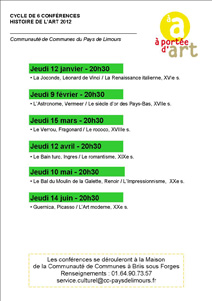 Programme Conférences Histoire de l'Art 2012 Programme Conférences Histoire de l'Art 2012
