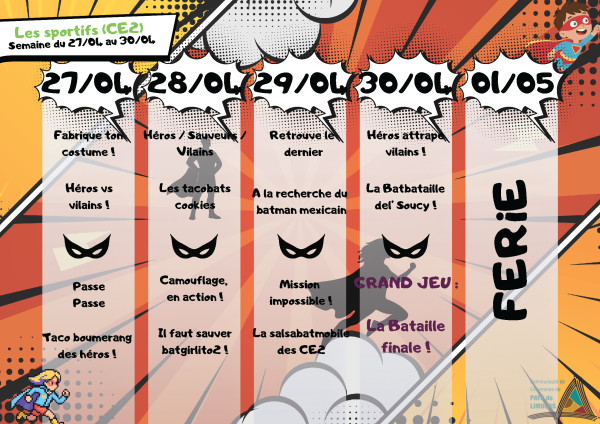 Planning vacances de Printemps ELEM - 2 - 3