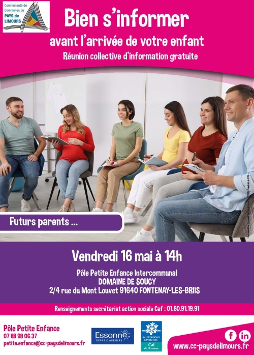 Affiche réunion d&aposinformation bébé arrive mai 2025