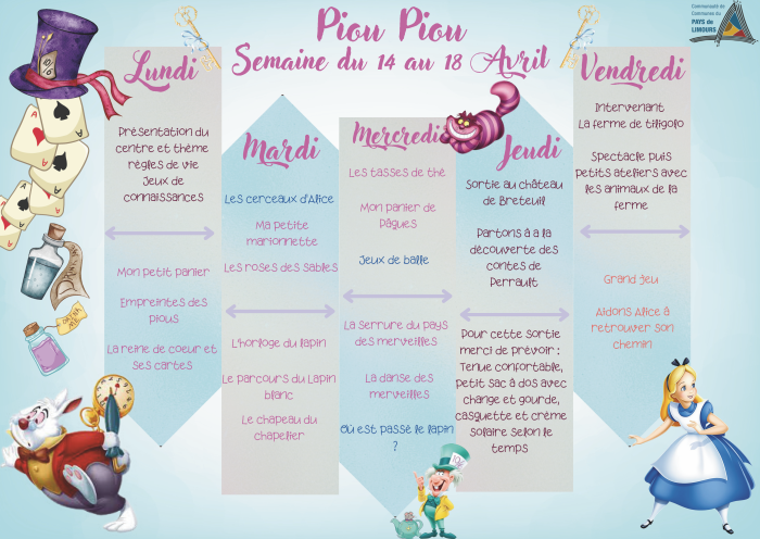 Planning Piou Piou - Semaine du 14 au 18 avril
