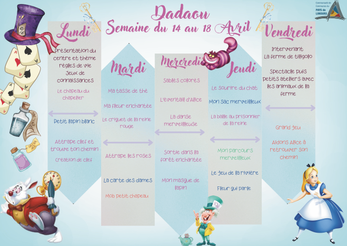 Planning Dadaou - Semaine du 14 au 18 avril