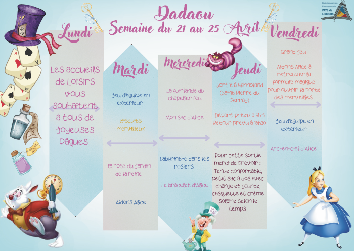 Planning Dadaou - Semaine du 21 au 25 avril