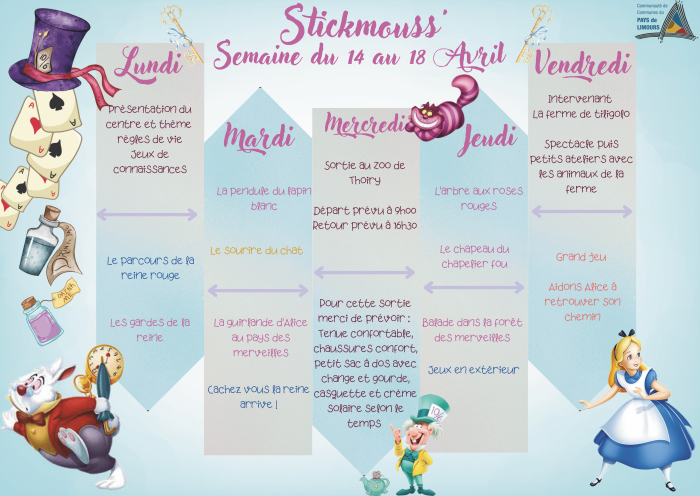 Planning Stickmouss - Semaine du 14 au 18 avril