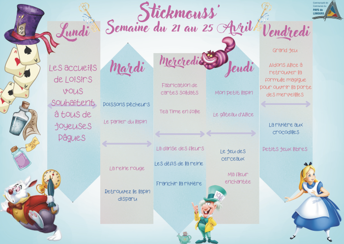 Planning Stickmouss - Semaine du 21 au 25 avril