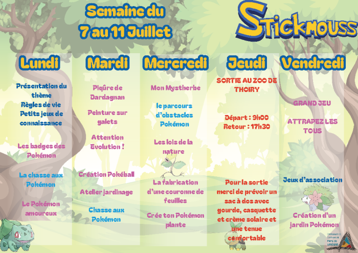 Planning ACM Maternel - Piou piou 3 - 7 et 11 juillet 