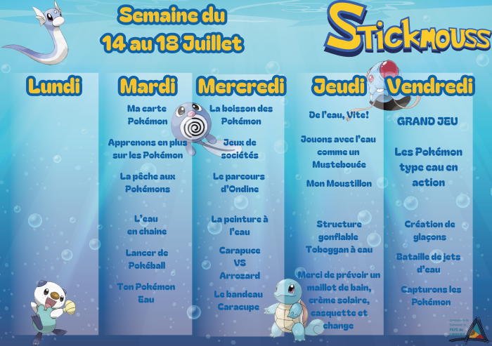 Planning ACM Maternel - Piou piou 3 - 14 et 18 juillet 