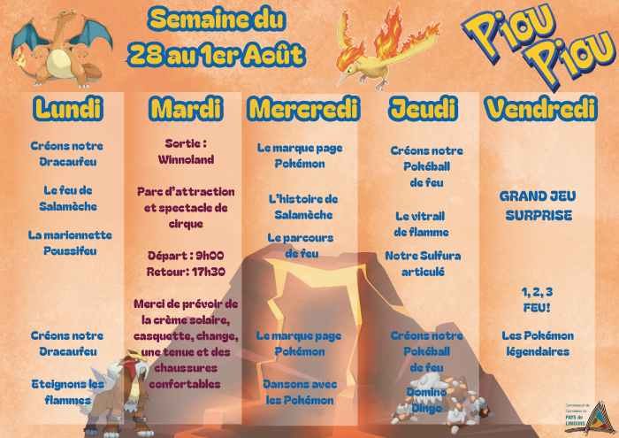 Planning ACM Maternel - 28 et 1er août - 1