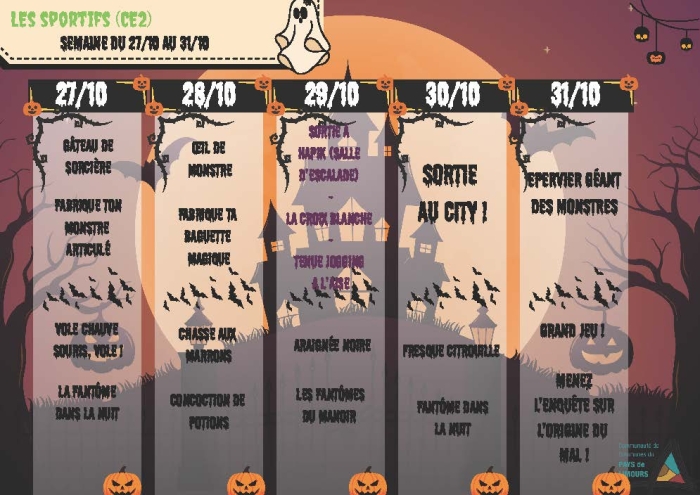 Programme vacances ACM élémentaire du 27 au 31 - les sportifs (CE2)