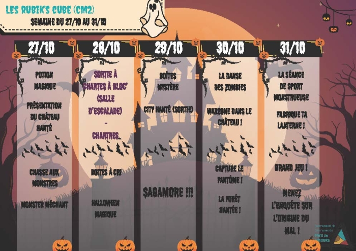 Programme vacances ACM élémentaire du 27 au 31 - les rubiks cube (CM2)